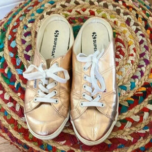 Superga rose gold metallic sneakers  mules